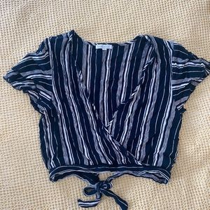 Striped Wrap Crop Top